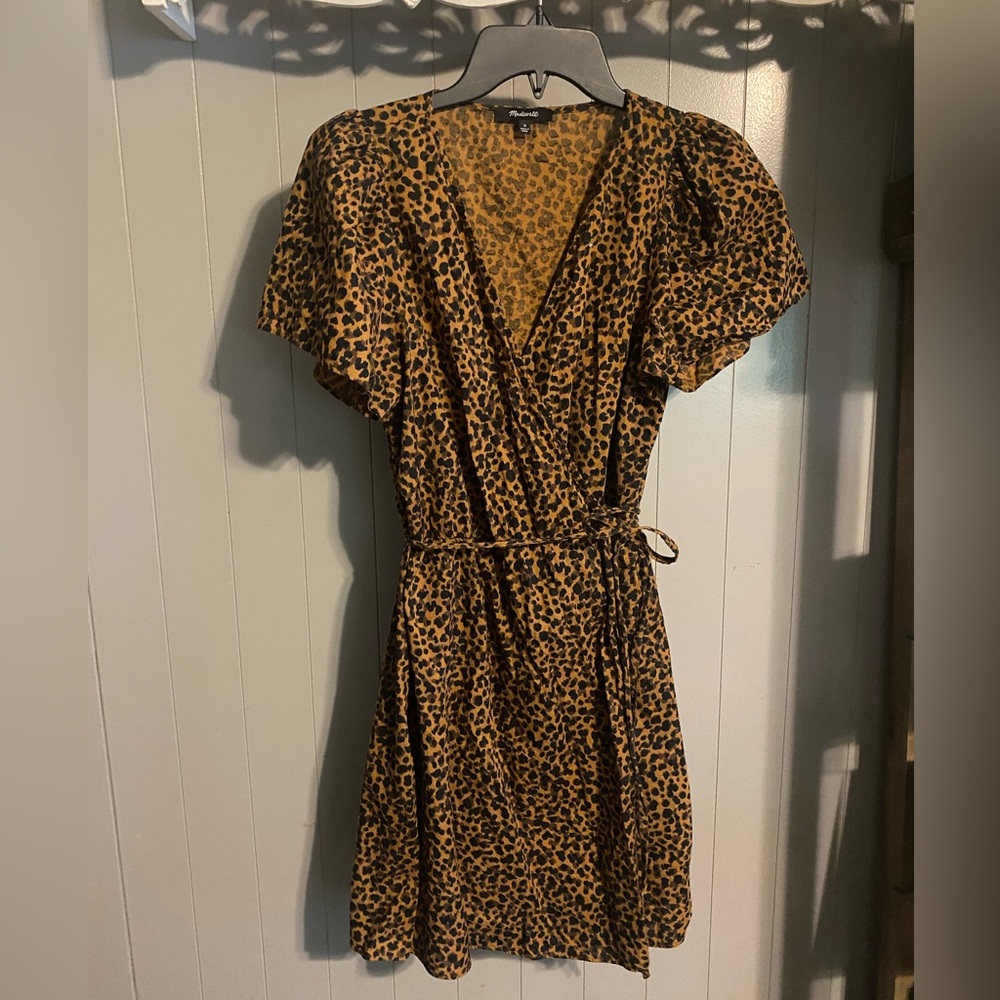 Madewell cheetah print wrap dress